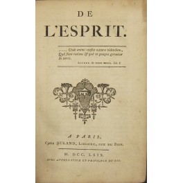 De l'Esprit. Discours I - De l'Esprit en lui-meme; Discours …