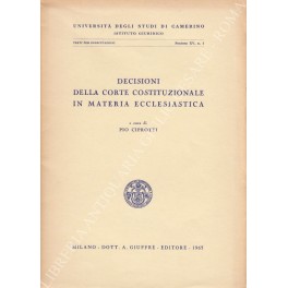 Decisioni della Corte Costituzionale in materia ecclesiastica