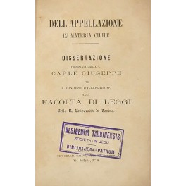 Dell'appellazione in materia civile. Dissertazione.