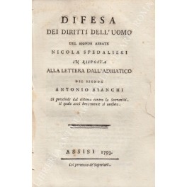 Difesa dei diritti dell'uomo del signor abbate Nicola Spedalieri in …