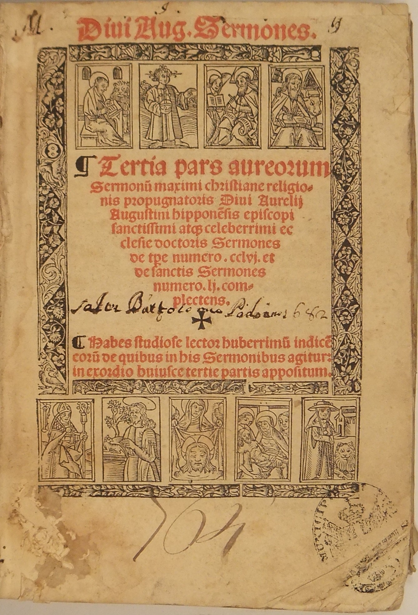 Divi Aug. Sermones. Tertia pars aureorum Sermonum maximi christiane religionis …