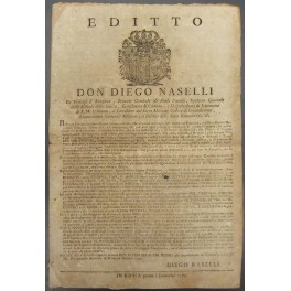 Editto Don Diego Naselli. Avviso Sagro. Restituzione di beni ecclesiastici …