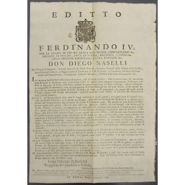 Editto Ferdinando IV. Proibizione dei giochi d'azzardo causa di frodi, …