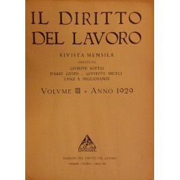 Il Diritto del lavoro. Volume III - 1929