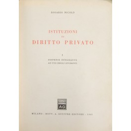 Istituzioni di diritto privato. Vol. I (unico pubblicato) - Dispense …