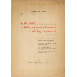 La retroattività nel Trattato e Concordato Lateranensi e nelle leggi …