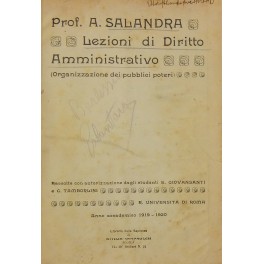 Lezioni di diritto amministrativo. (Organizzazione dei pubblici poteri). Raccolte con …