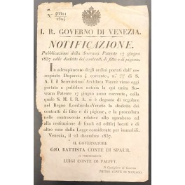Notificazione. I. R. Governo di Venezia. Cessazione dei contratti di …