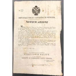 Notificazione. Imperiale Regio Governo di Venezia. Lo zar di Russia …