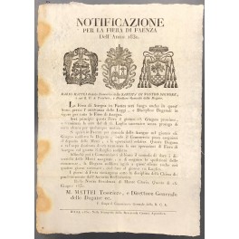 Notificazione per la fiera di Faenza dell'anno 1831. La fiera …