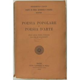 Poesia popolare e poesia d'arte. Studi sulla poesia italiana dal …