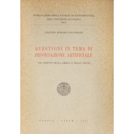Questioni in tema di fecondazione artificiale nel diritto della Chiesa …