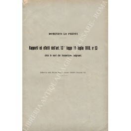 Rapporti ed effetti dell'art. 13 ter legge 17 luglio 1910, …