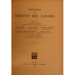 Rivista di diritto del lavoro. Anno XII - 1960