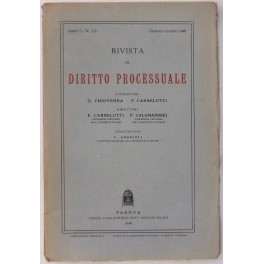 Rivista di Diritto Processuale. Annata 1946. Diretta da: Francesco Carnelutti, …