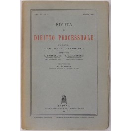 Rivista di Diritto Processuale. Annata 1949. Diretta da: Francesco Carnelutti, …