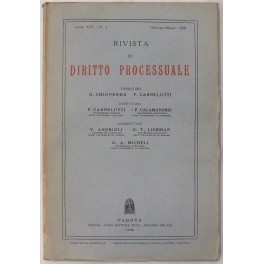 Rivista di Diritto Processuale. Annata 1958. Diretta da: Francesco Carnelutti, …