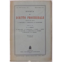 Rivista di Diritto Processuale. Annata 1971. Diretta da: Francesco Carnelutti, …