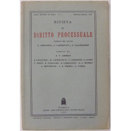 Rivista di Diritto Processuale. Annata 1973. Diretta da: Francesco Carnelutti, …