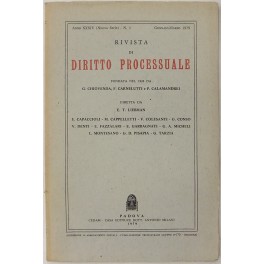 Rivista di Diritto Processuale. Annata 1979. Diretta da: Francesco Carnelutti, …