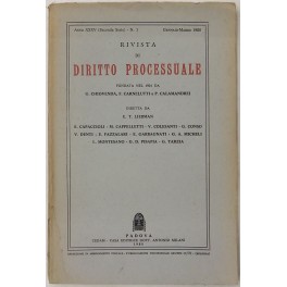 Rivista di Diritto Processuale. Annata 1980. Diretta da: Francesco Carnelutti, …