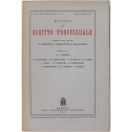 Rivista di Diritto Processuale. Annata 1981. Diretta da: Francesco Carnelutti, …