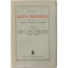 Rivista di Diritto Processuale. Annata 1986. Diretta da: Francesco Carnelutti, …