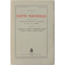 Rivista di Diritto Processuale. Annata 1987. Diretta da: Francesco Carnelutti, …