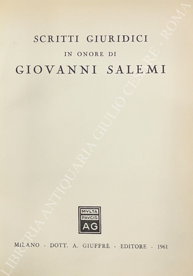 Scritti giuridici in onore di Giovanni Salemi