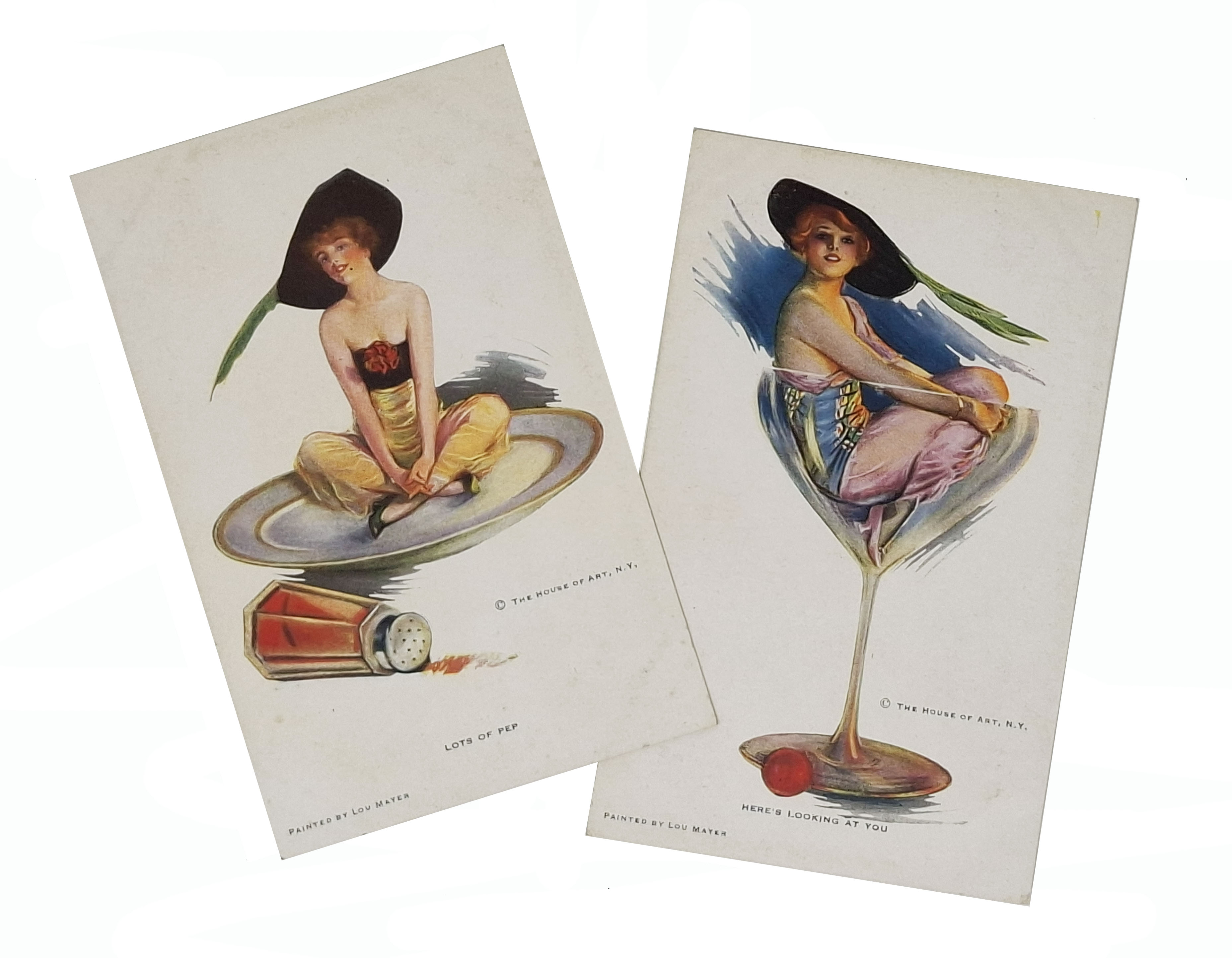 2 cartoline illustrate da Lou Mayer / The House of …