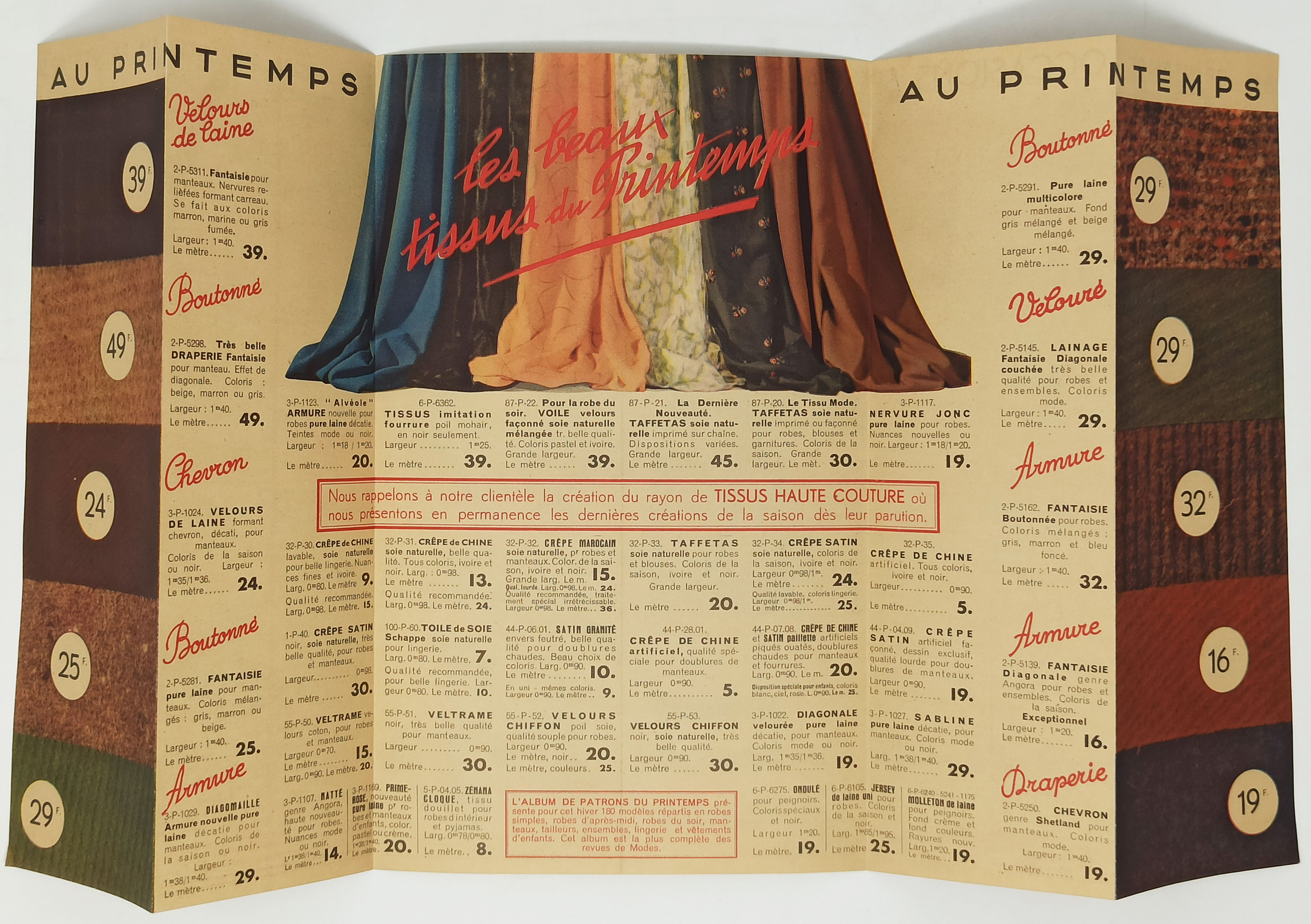 AU PRINTEMPS pieghevole pubblicitario anni '30