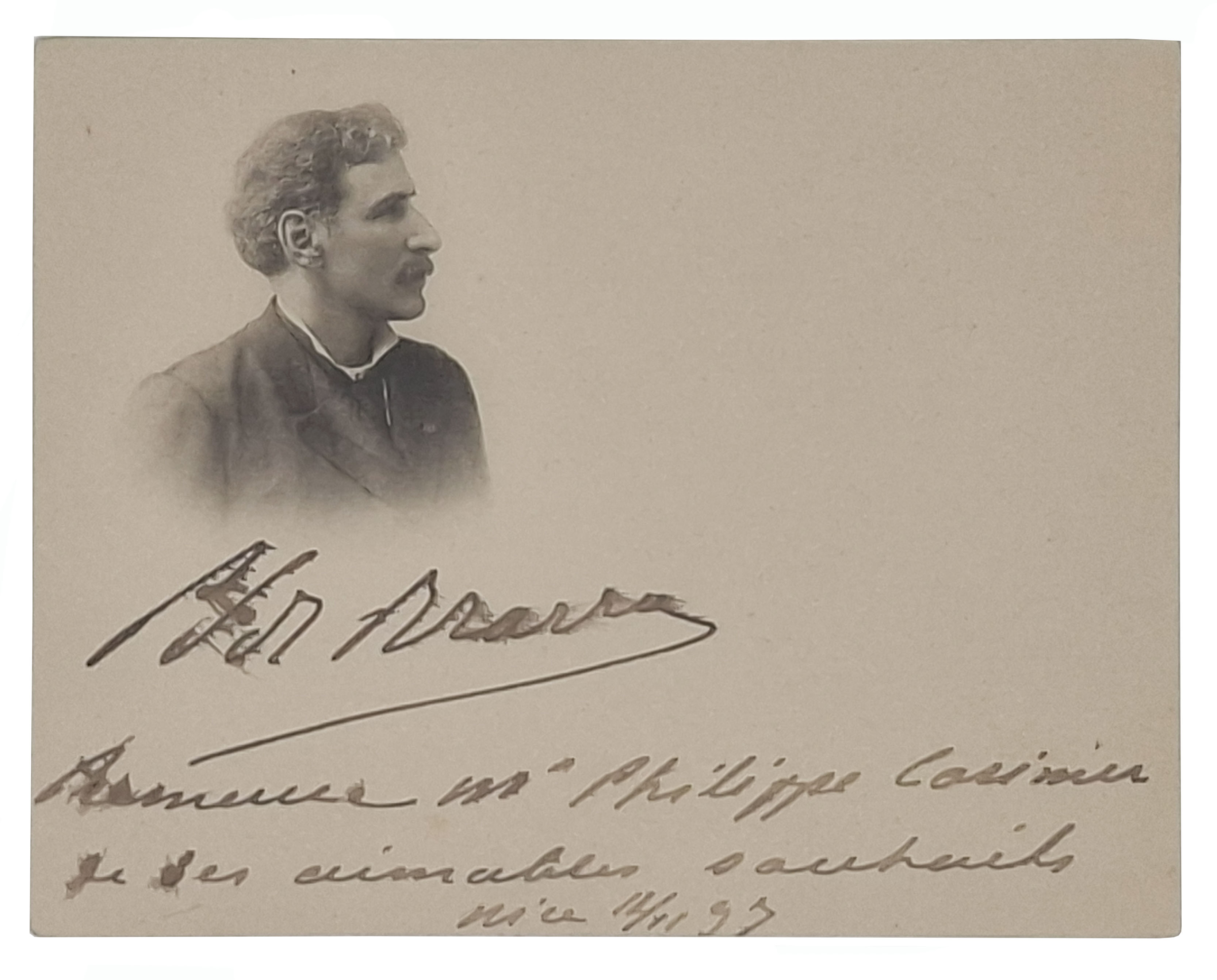 biglietto manoscritto con ritratto fotografico e autografo originale di Pietro …