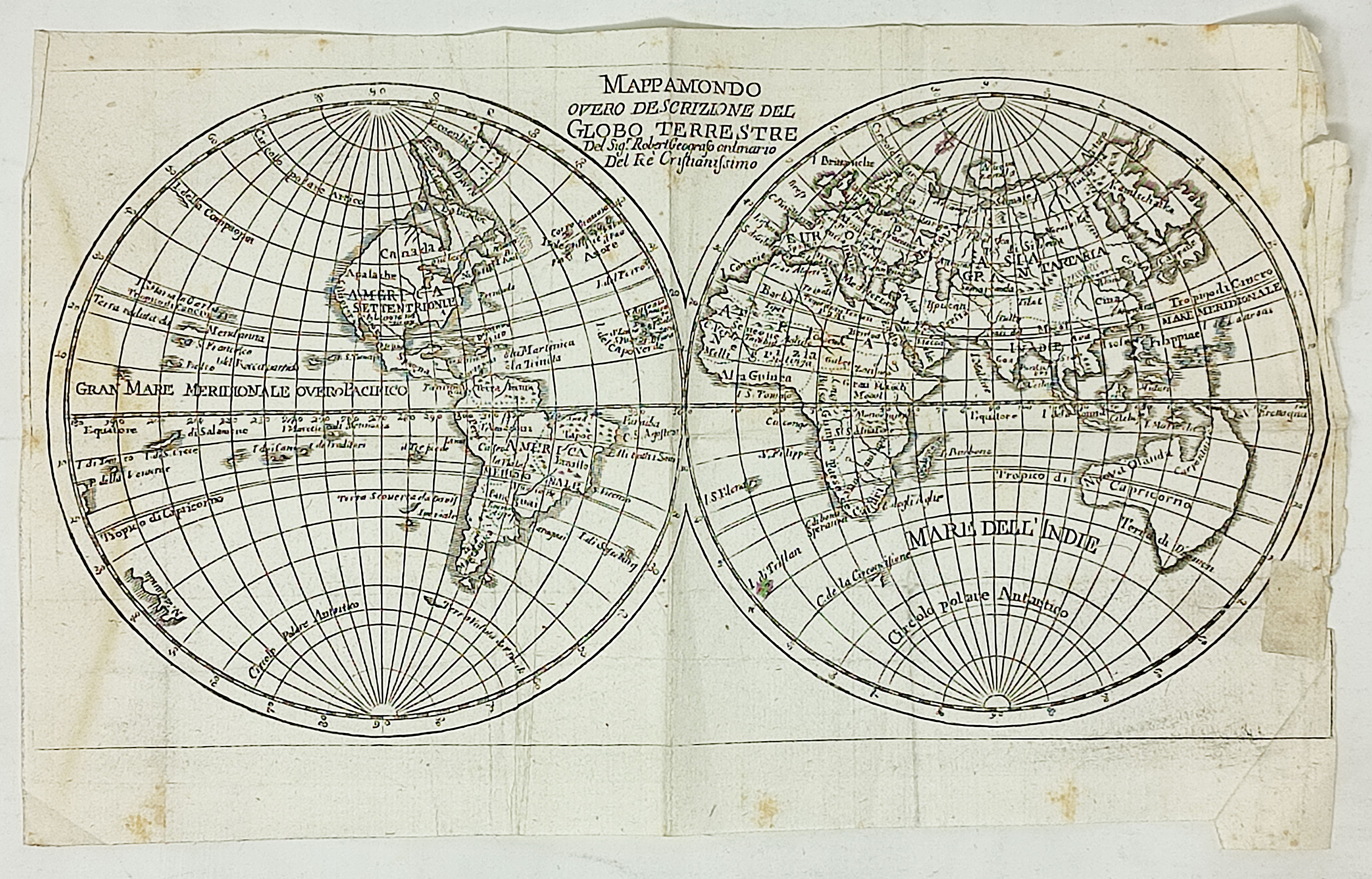 carta geografica - MAPPAMONDO OVERO DESCRIZIONE DEL GLOBO TERRESTRE del …