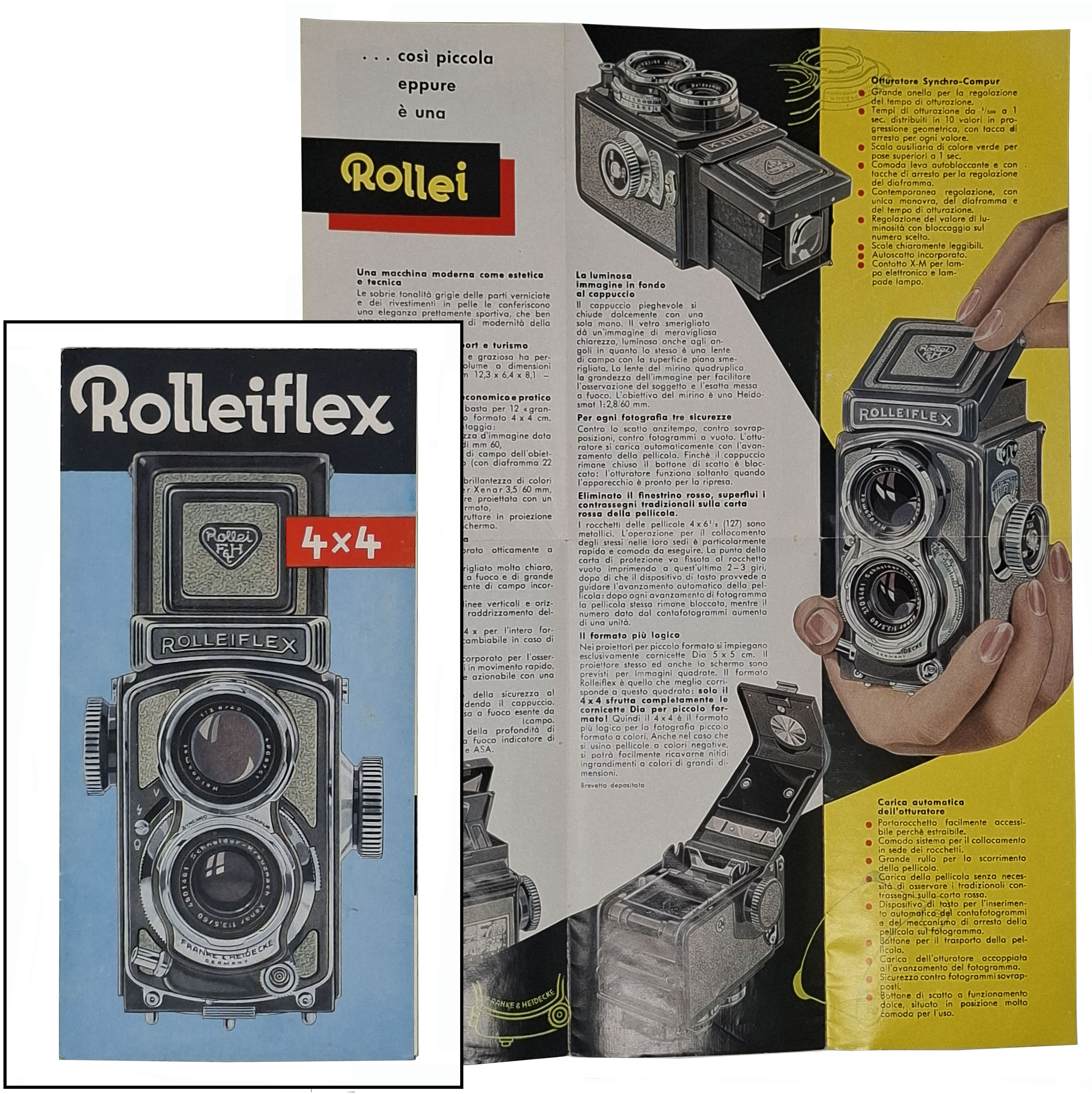 Depliant pubblicitario della macchina fotografiica ROLLEIFLEX 4x4