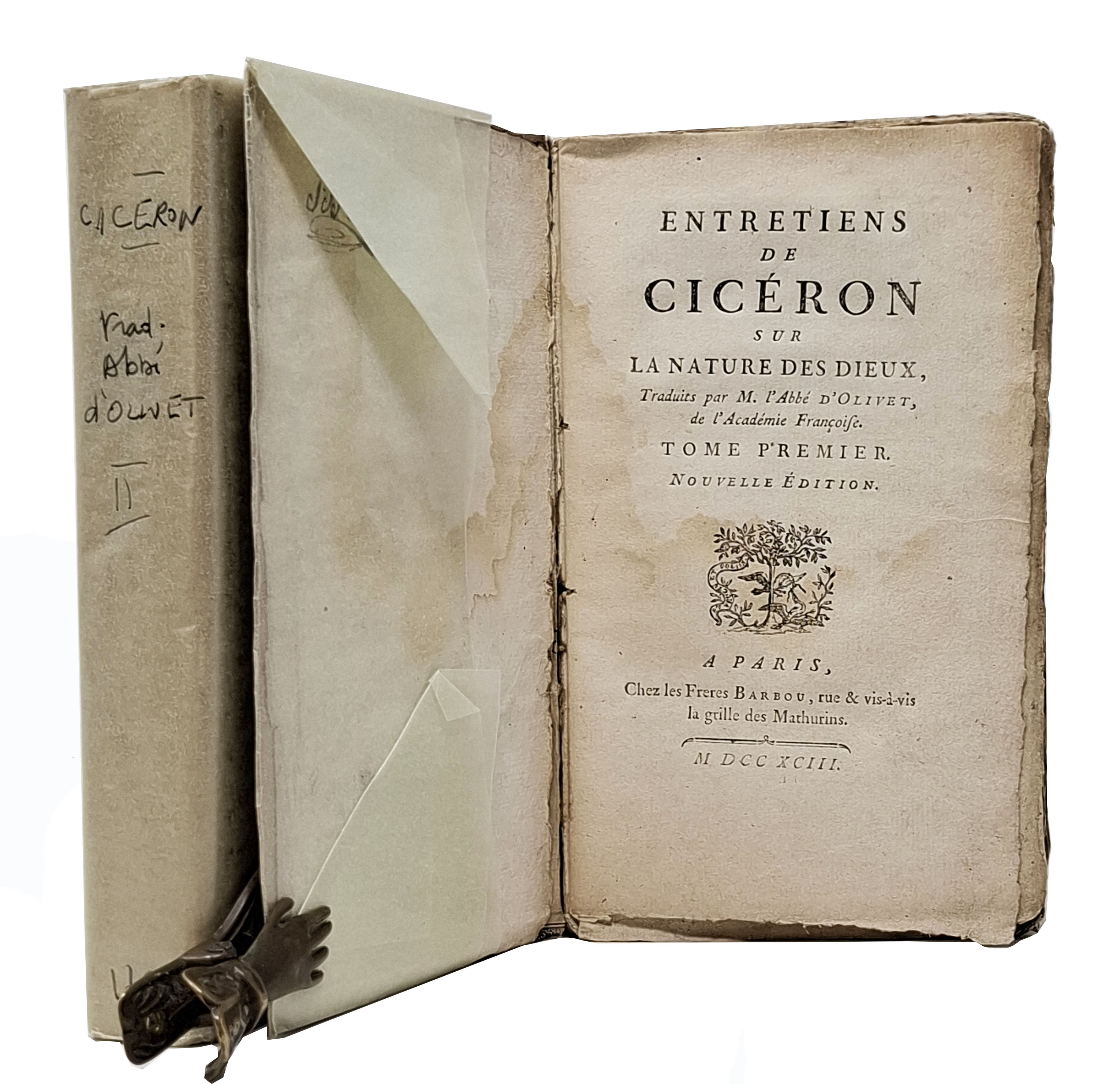 ENTRETIENS DE CICERON SUR LA NATURE DES DIEUX (Tome premier …