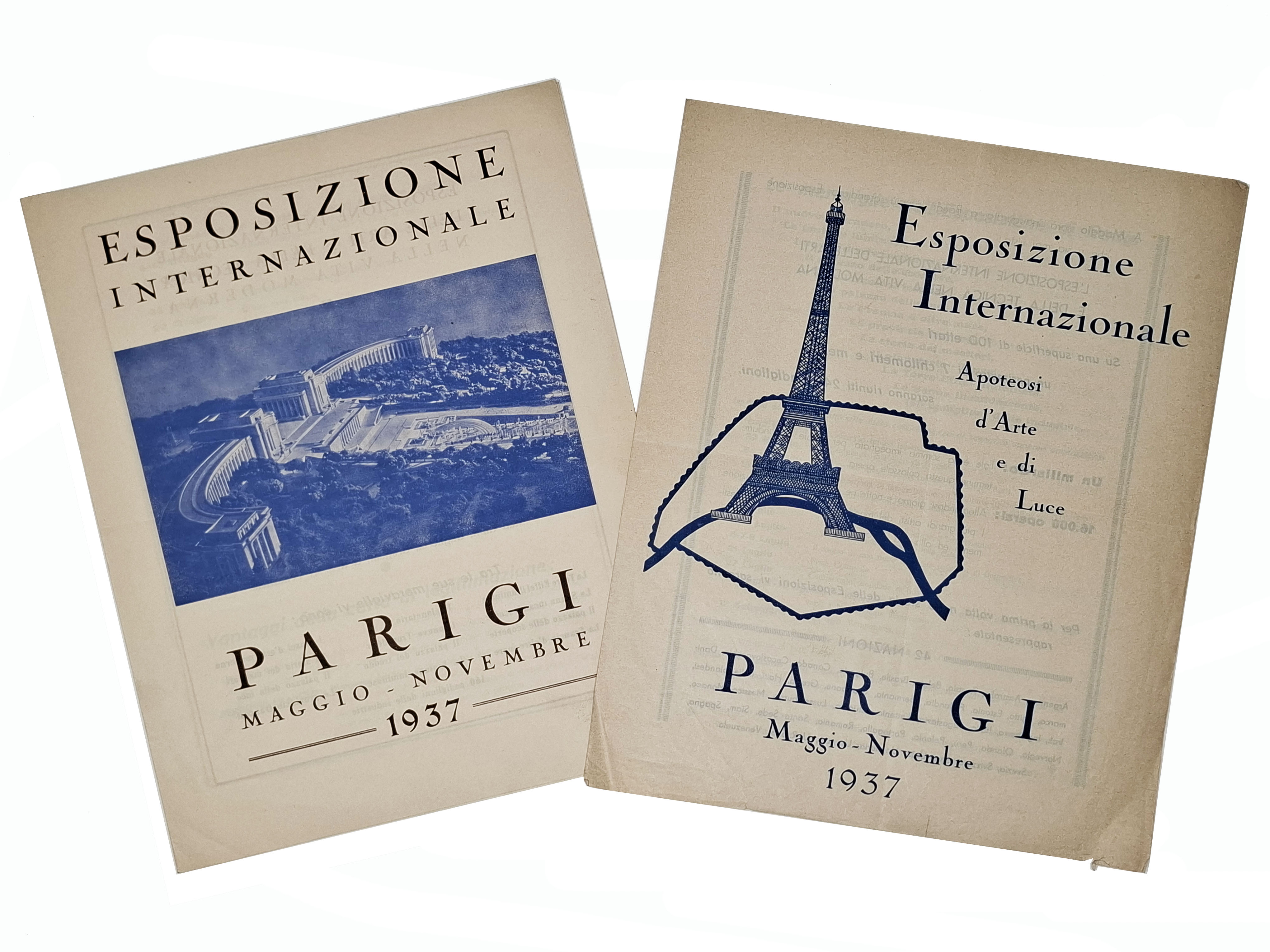ESPOSIZIONE INTERNAZIONALE PARIGI MAGGIO - NOVEMBRE 1937 (2 brochure pubblicitarie)