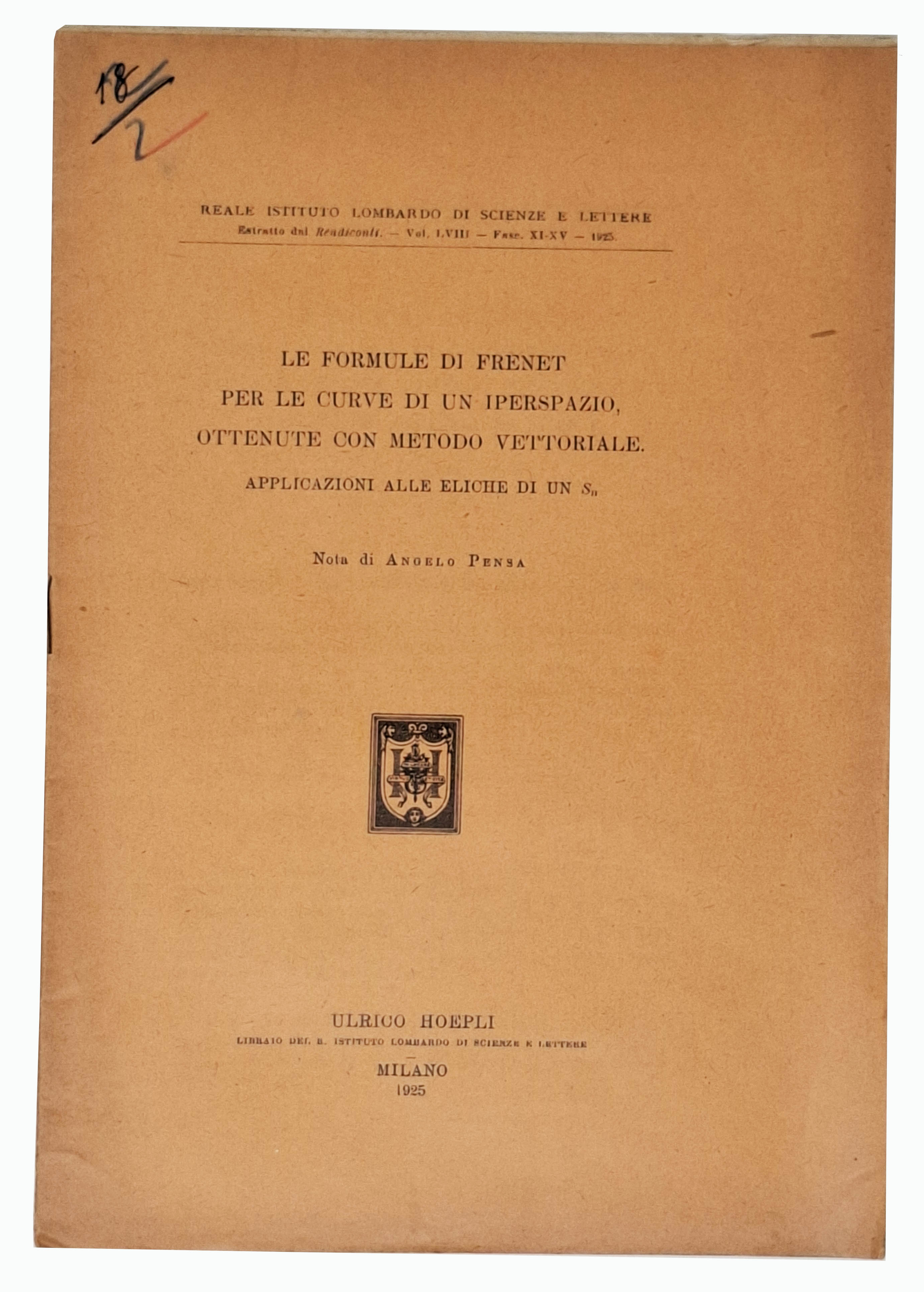 LE FORMULE DI FRENET PER LE CURVE DI UN IPERSPAZIO, …