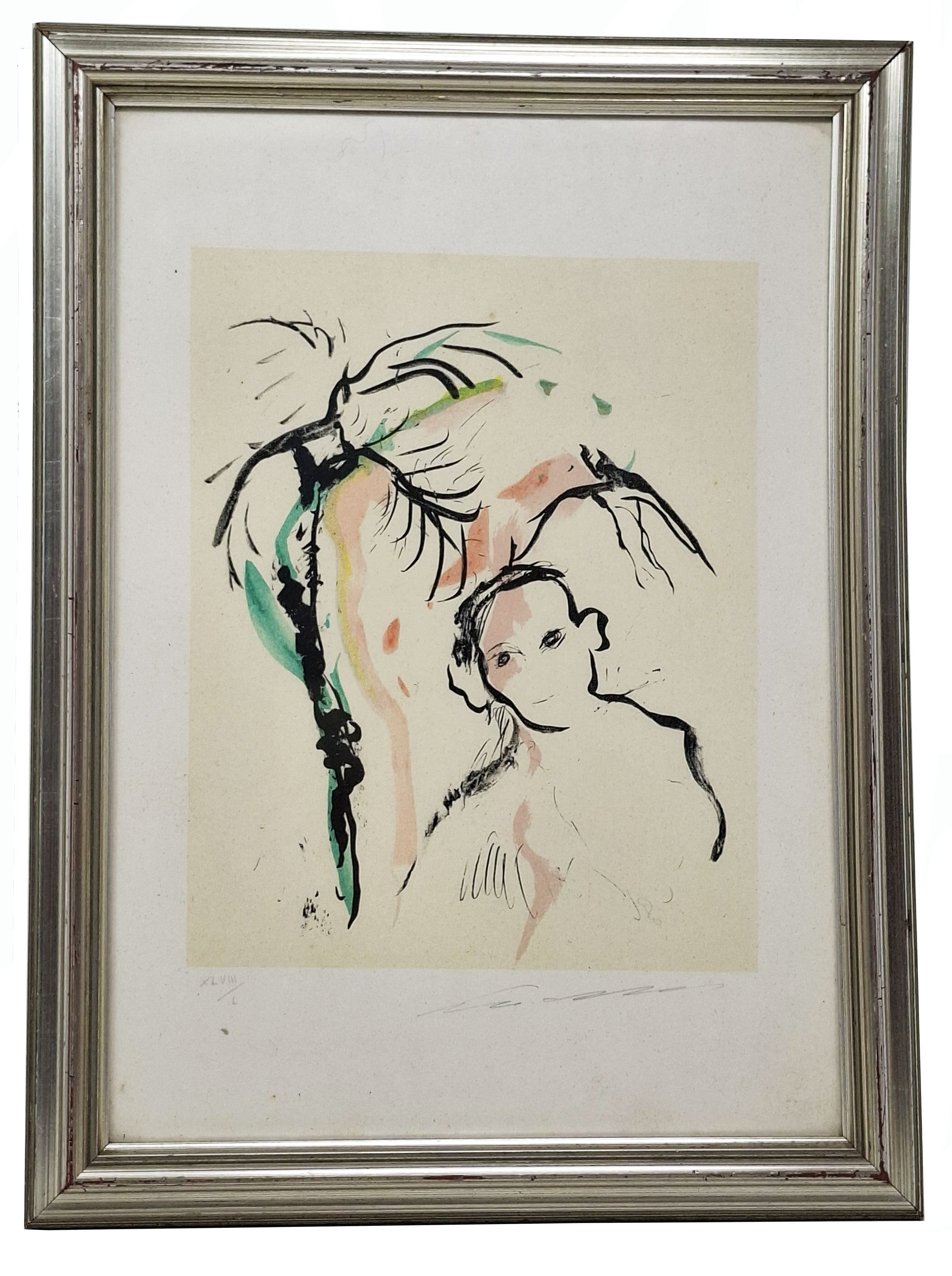 LITOGRAFIA A COLORI 'FIGURA' firmata e numerata