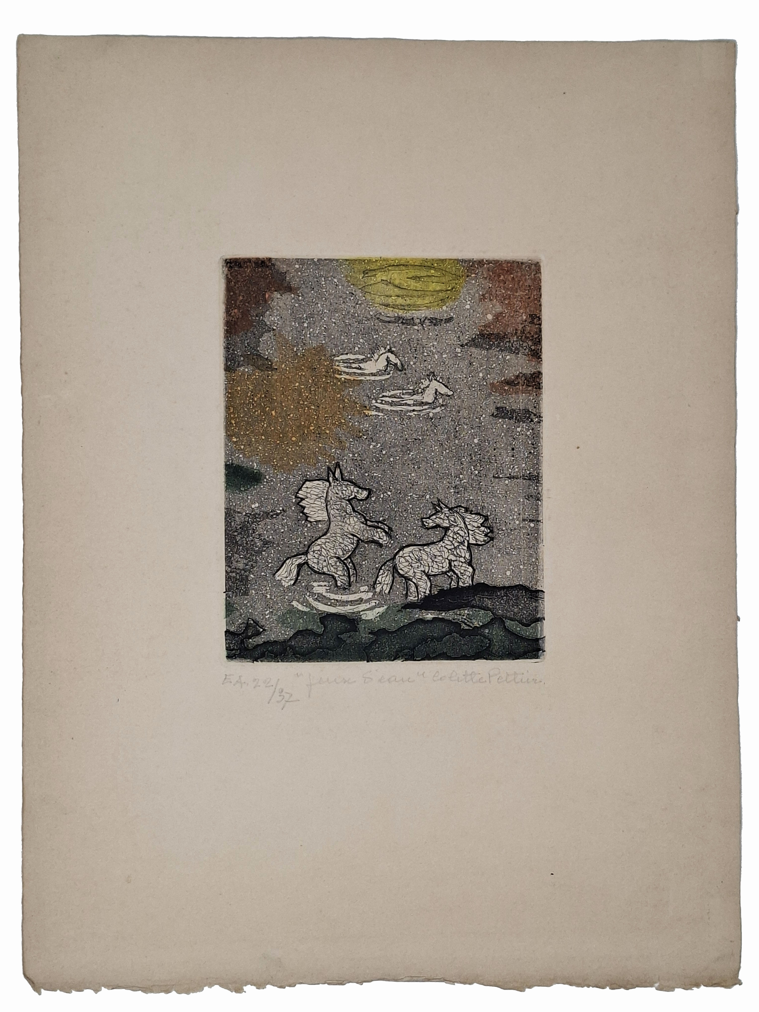 Litografia a colori (prova d'artista) 'Jeaux d'eau'