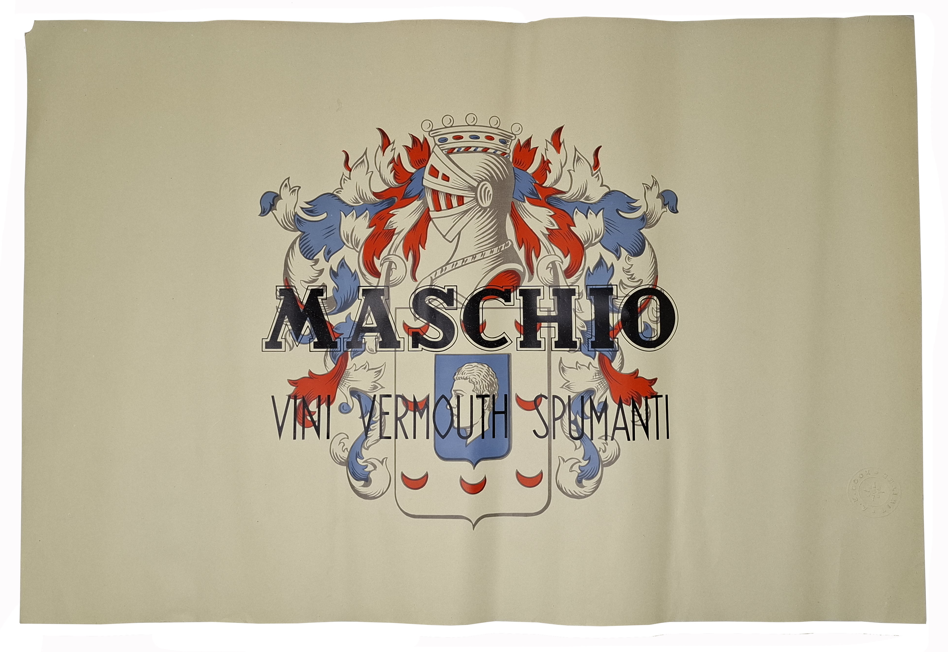MANIFESTO PUBBLICITARIO MASCHIO VINI VERMUTH SPUMANTI