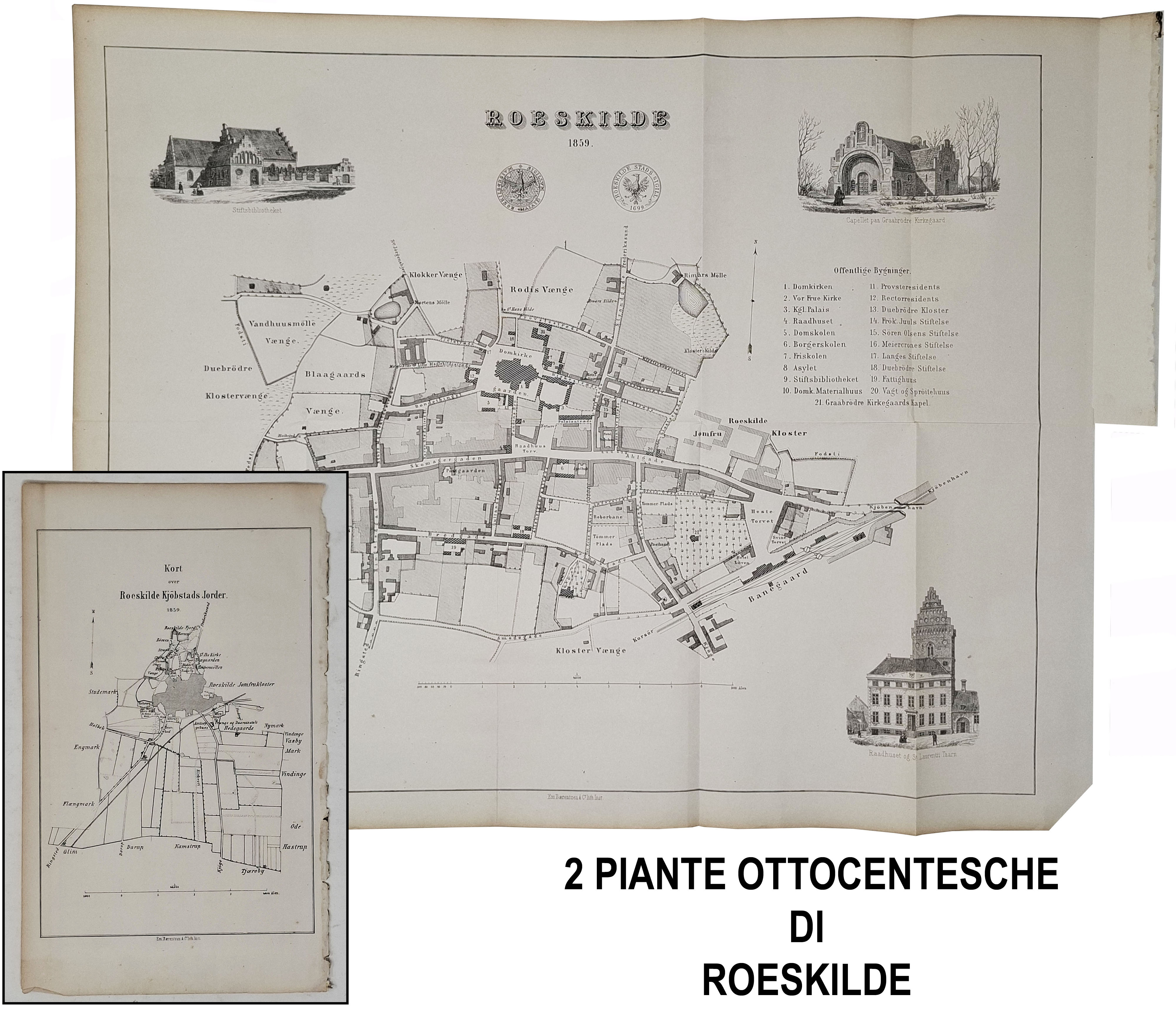 MAPPE GEOGRAFICHE DELLA CITTà DI ROESKILDE NEL 1859