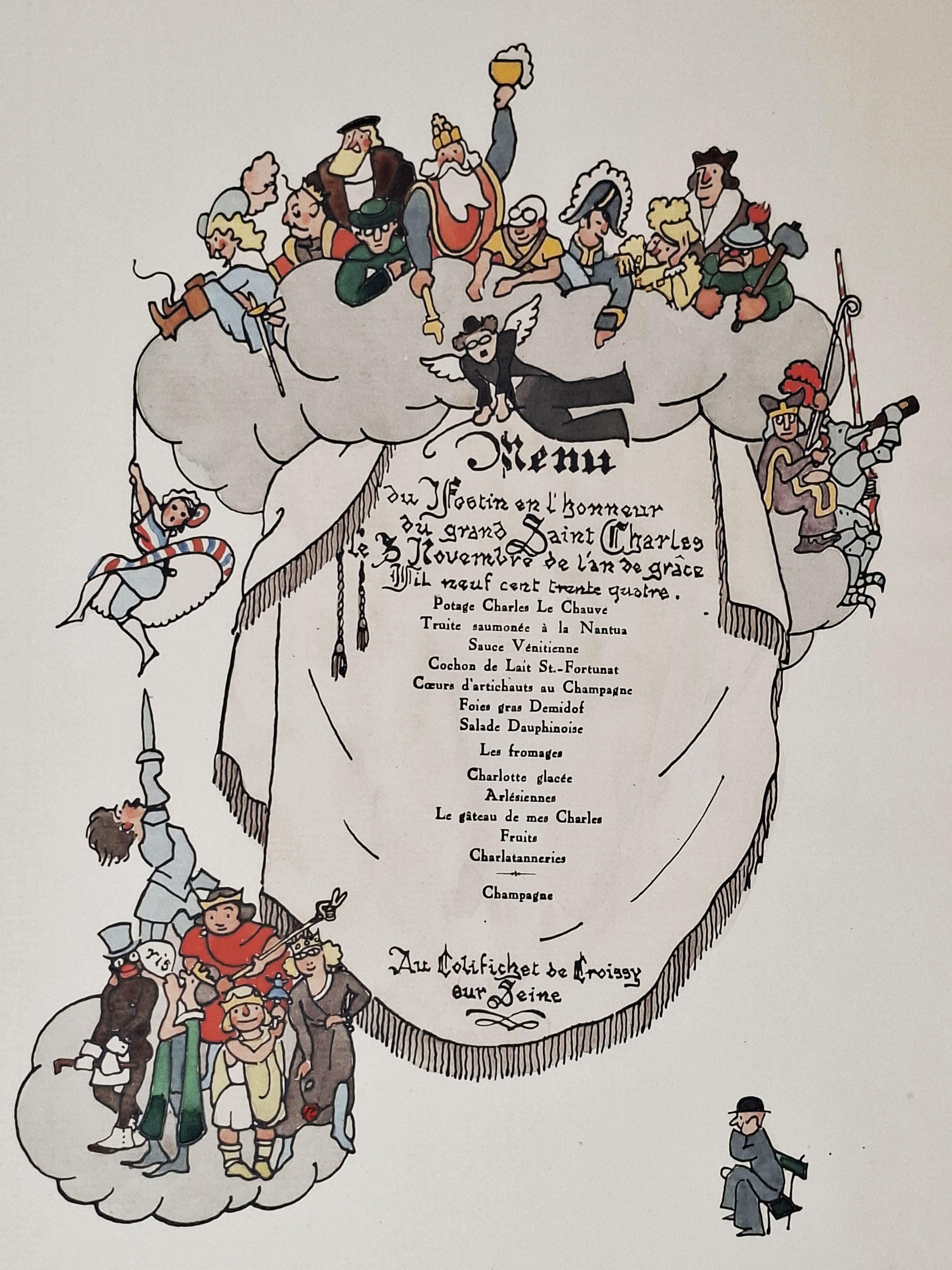 MENù ILLUSTRATO 'Festin en l'honneur du grand Saint Charles' 3 …