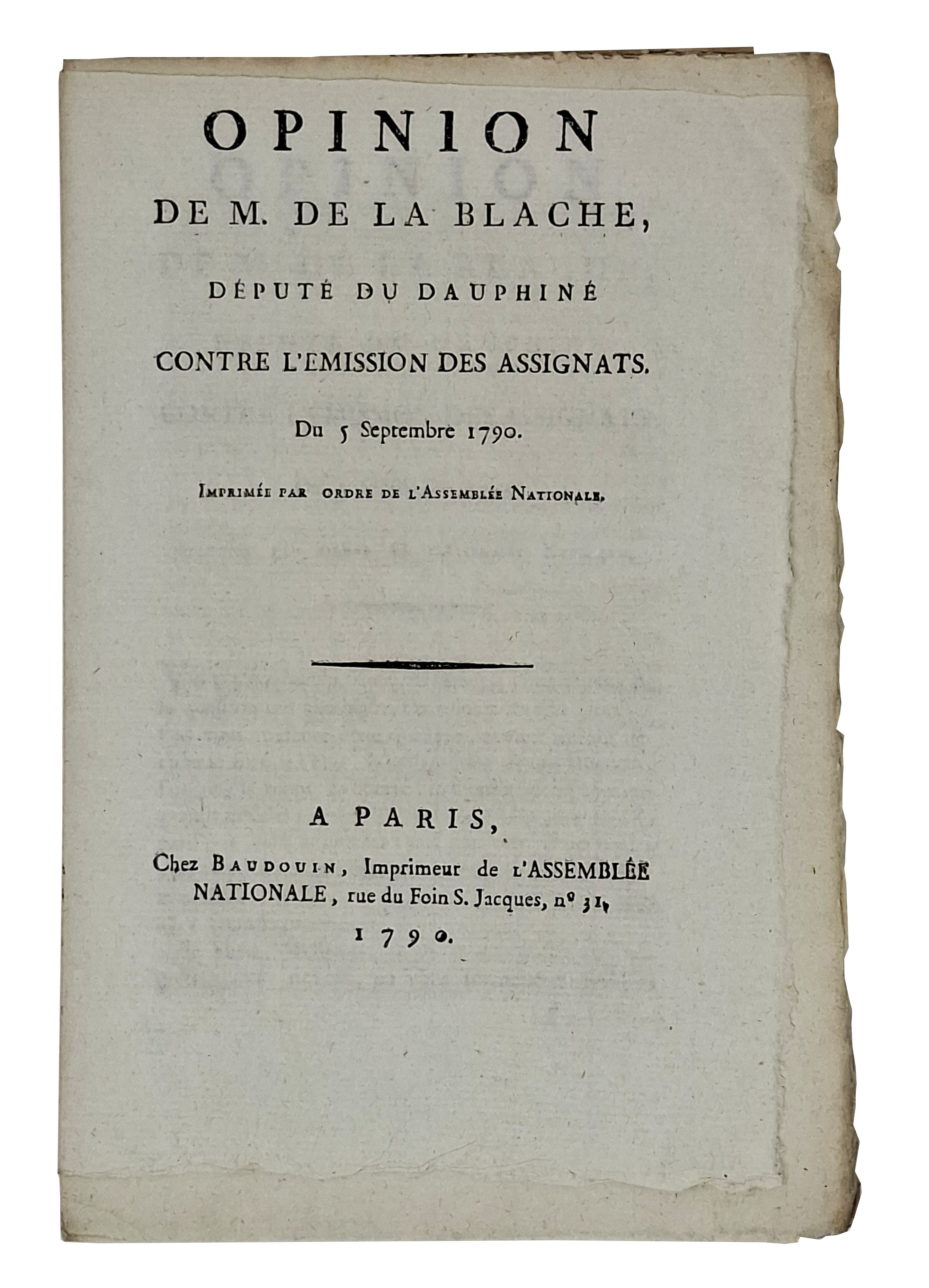 OPINION DE M. DE LA BLANCHE, DEPUTE DU DAUPHINE CONTRE …