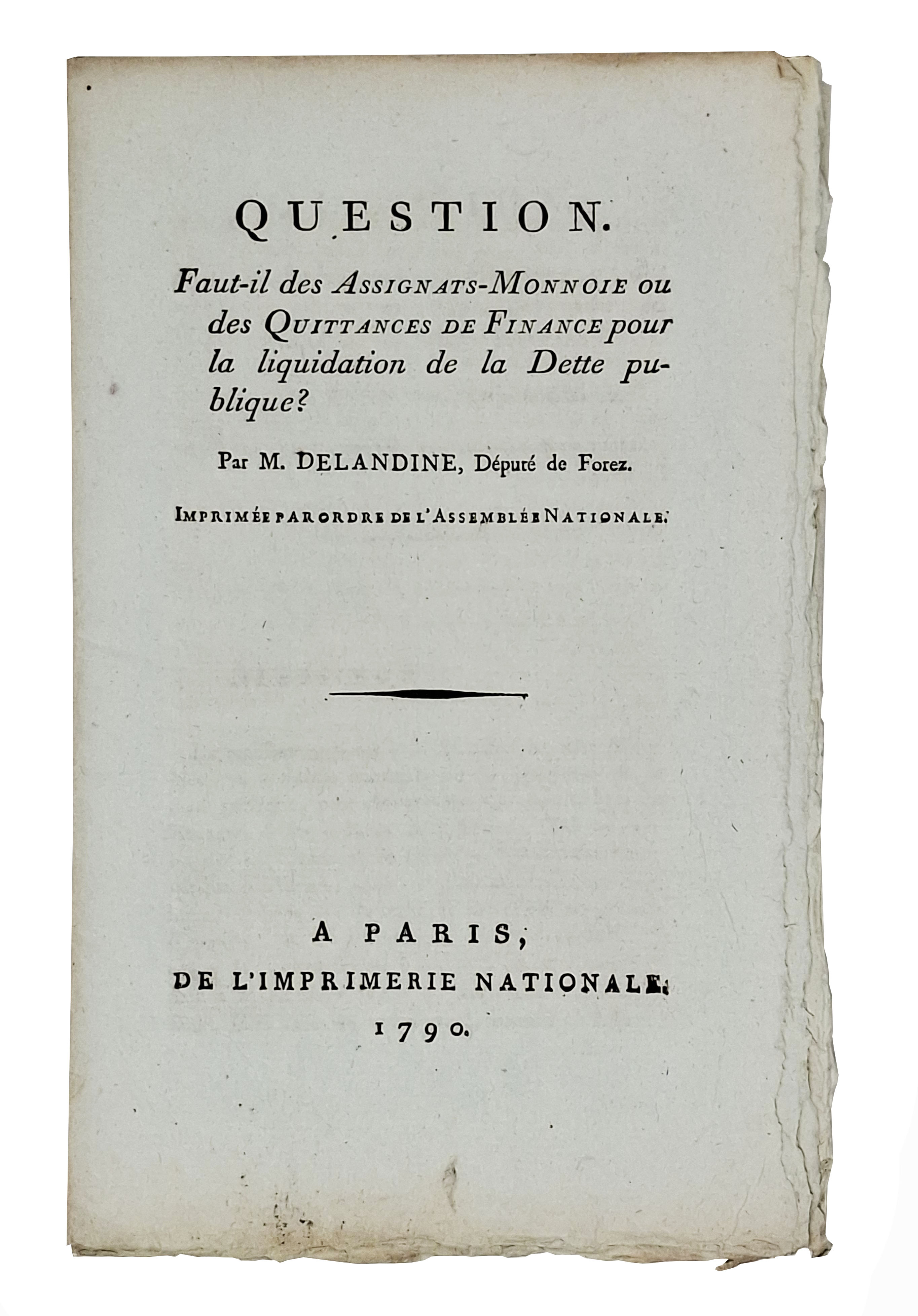 QUESTION. FAUT-IL DES ASSIGNATS - MONNOIE OU DES QUITTANCES DE …