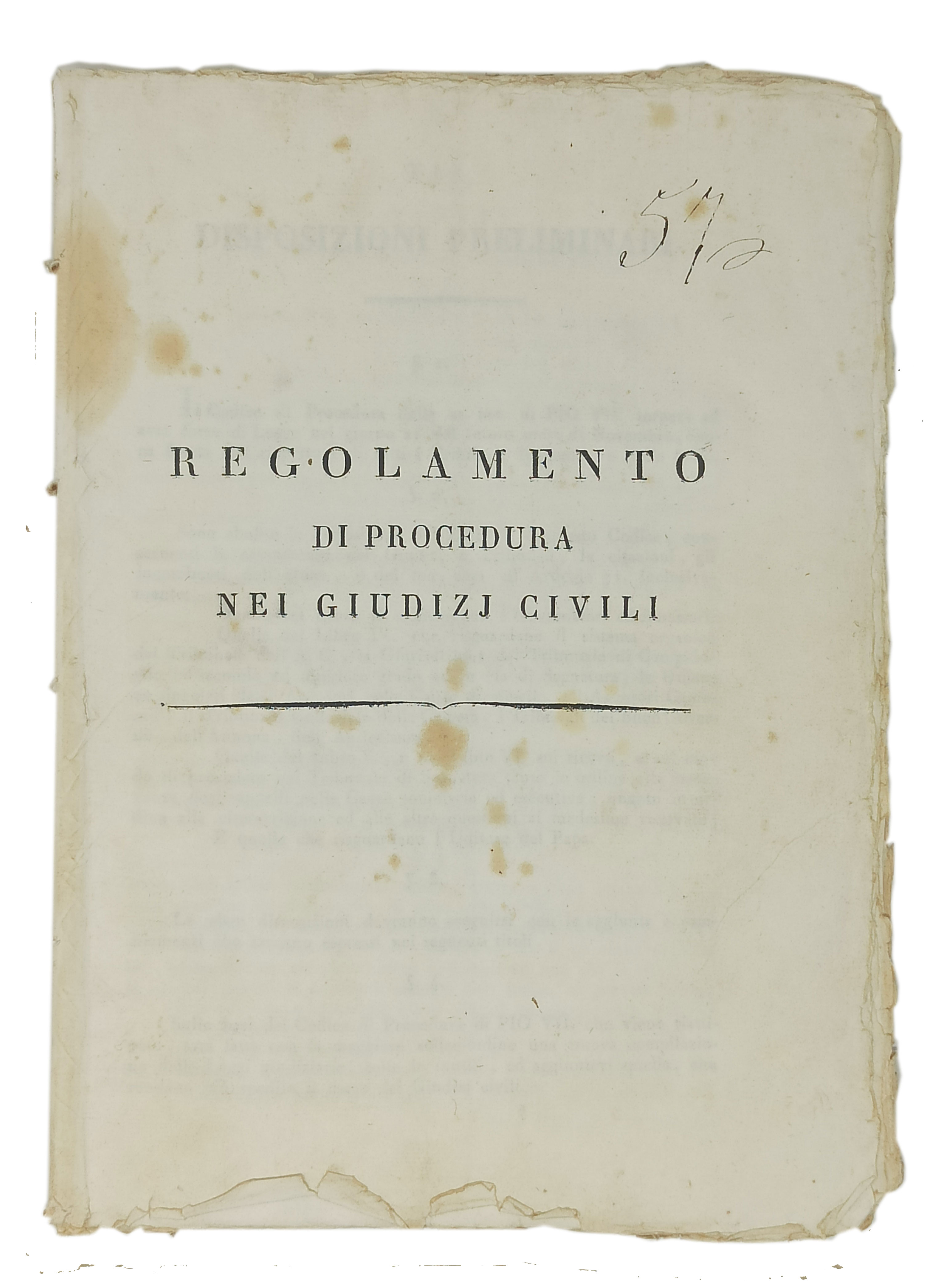 REGOLAMENTO DI PROCEDURA NEI GIUDIZI CIVILI