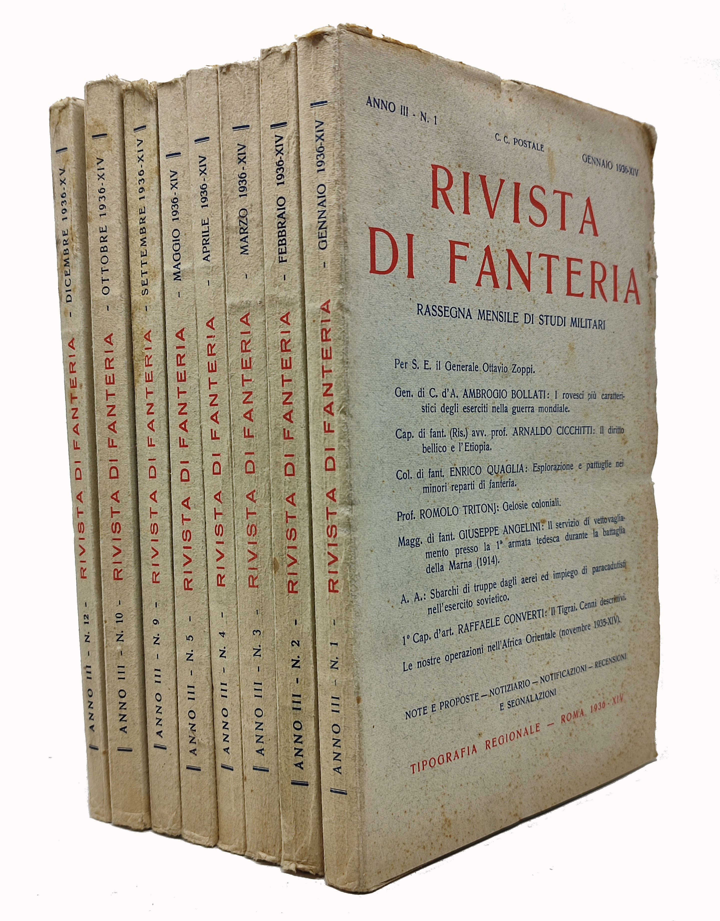 RIVISTA DI FANTERIA rassegna mensile di studi militari (lotto di …