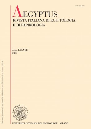 AEGYPTUS, RIVISTA ITALIANA DI EGITTOLOGIA E PAPIROLOGIA