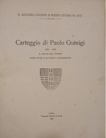 CARTEGGIO DI PAOLO GUINIGI 1400-1430
