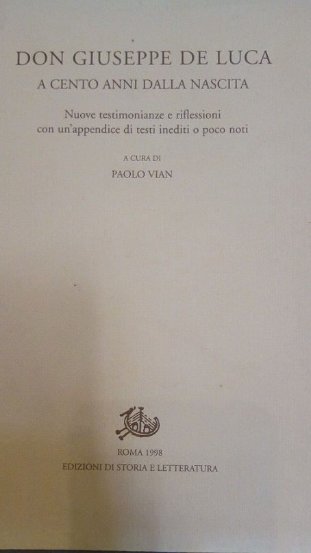 DON GIUSEPPE DE LUCA A CENTO ANNI DALLA NASCITA - …