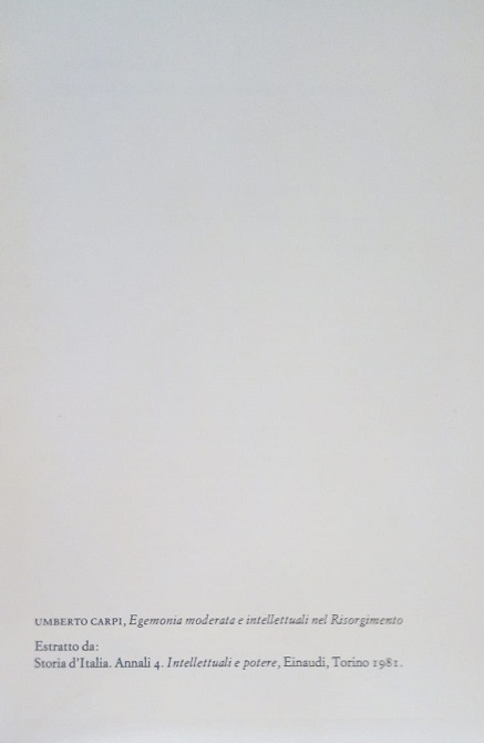EGEMONIA MODERATA E INTELLETTUALI NEL RISORGIMENTO - ESTRATTO DA "STORIA …